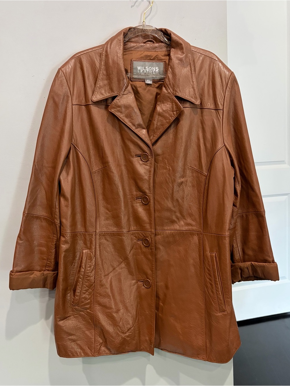VINTAGE WILSONS LEATHER COGNAC LEATHER JACKET CAR COAT